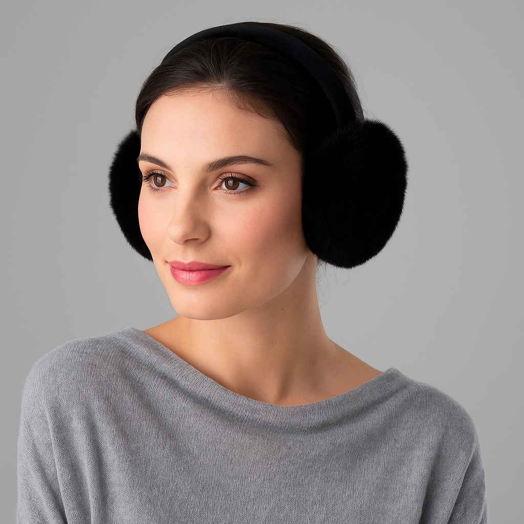 Faux Rex Rabbit Fur Earmuffs with Velvet Band